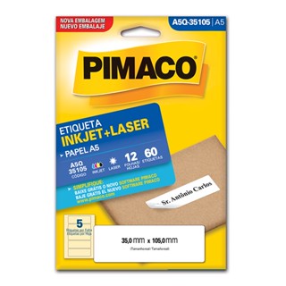Etiqueta inkjet/laser A5Q35105 com 12 folhas Pimaco