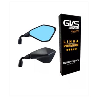 Par Retrovisor Gvs Kawasaki Z400 Haste Curta Lente Azul Rosca Honda