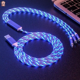 3 em 1 Brilho Levou Fluindo Cabo do Carregador Luminosa Iluminação Rápido Rápido Carregamento Micro Usb Android