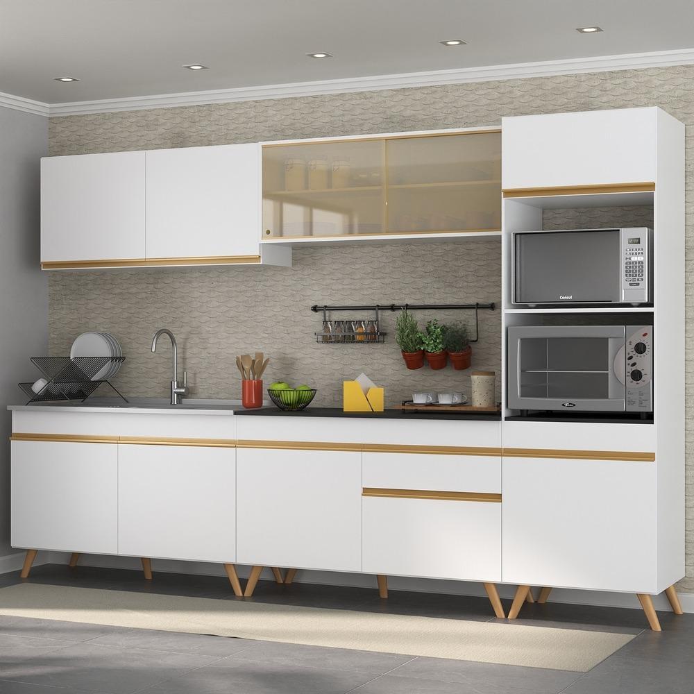 Cozinha Completa 5 peças com Armário e Balcão MP3750 Veneza GW Multimóveis Branca em Oferta na Shopee