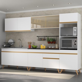 Cozinha Completa 5 peças com Armário e Balcão MP3750 Veneza GW Multimóveis Branca em Oferta na Shopee