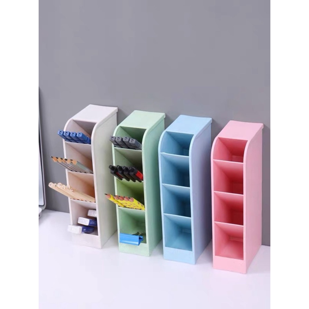 Organizador Porta Lápis Caneta 4 divisórias Coloridas Cores Aleatórias