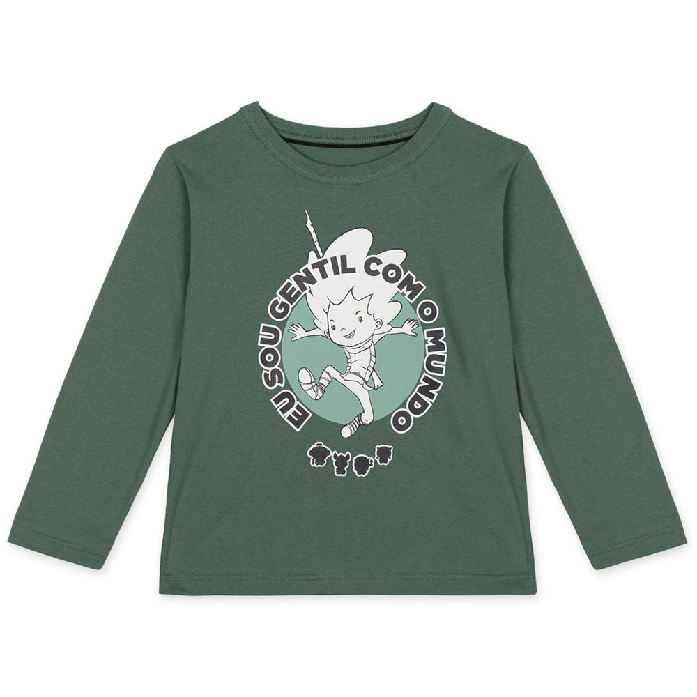 Detalhes do Camiseta Infantil Unissex Manga Longa Mundo Ripilica