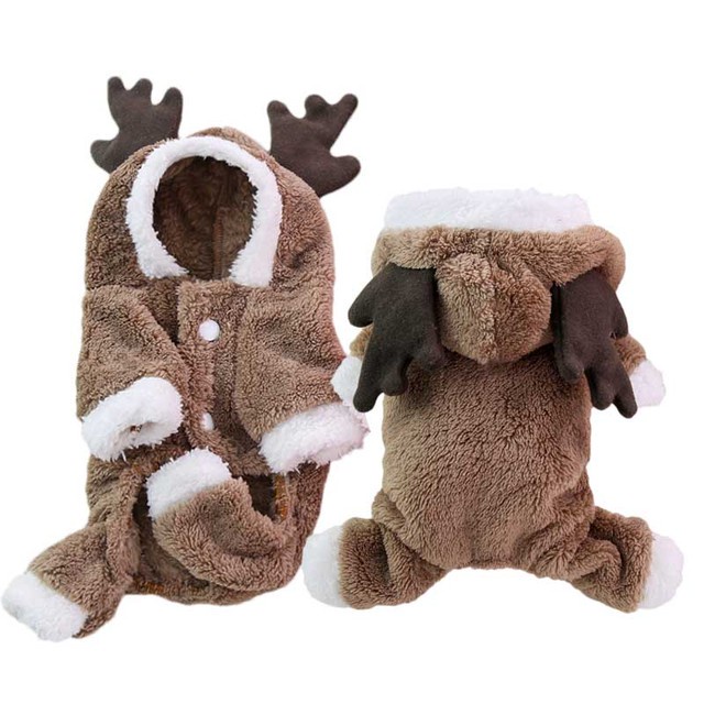 Roupa de Cachorro Fantasia Pet Modelo Alce com Capuz Quente Inverno
