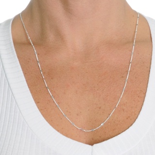 Colar Longo Detalhes Coração Banhado a Prata 925 60cm em Oferta na Shopee