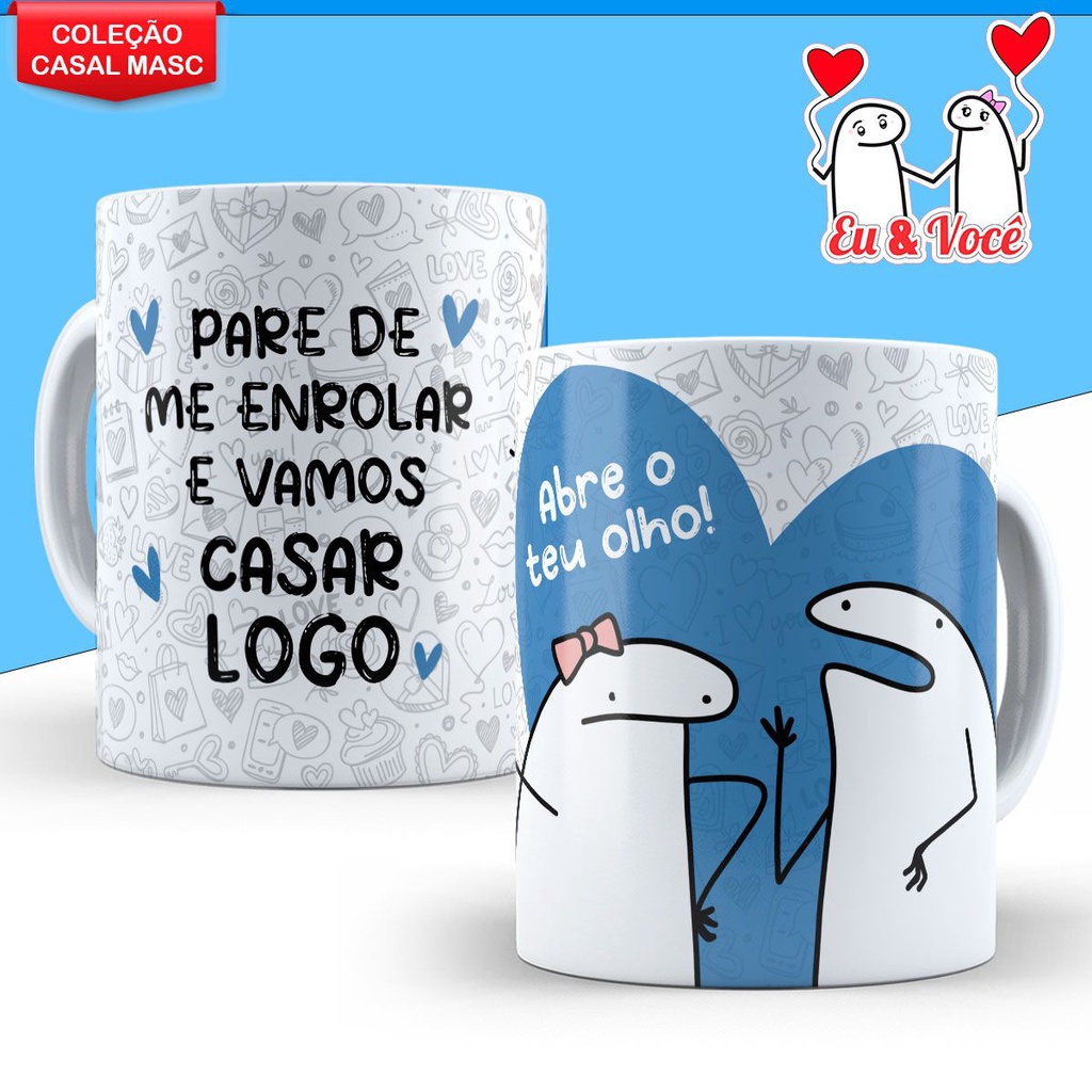 Caneca Casal Flork Dia dos Namorados Namorado Presente Namorada Meme Divertida Lembrancinha Homem Cesta Xicara 325ml