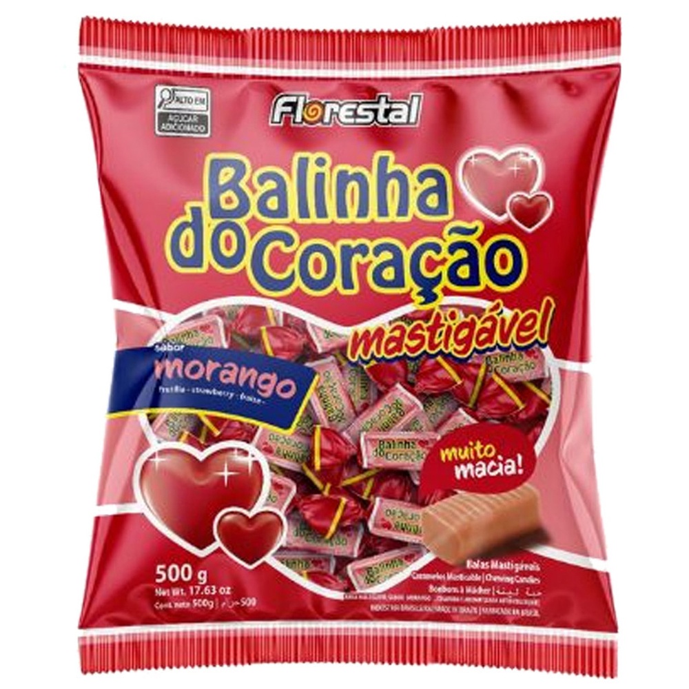 Balinha do Coração Mastigável Morango 500g - Florestal