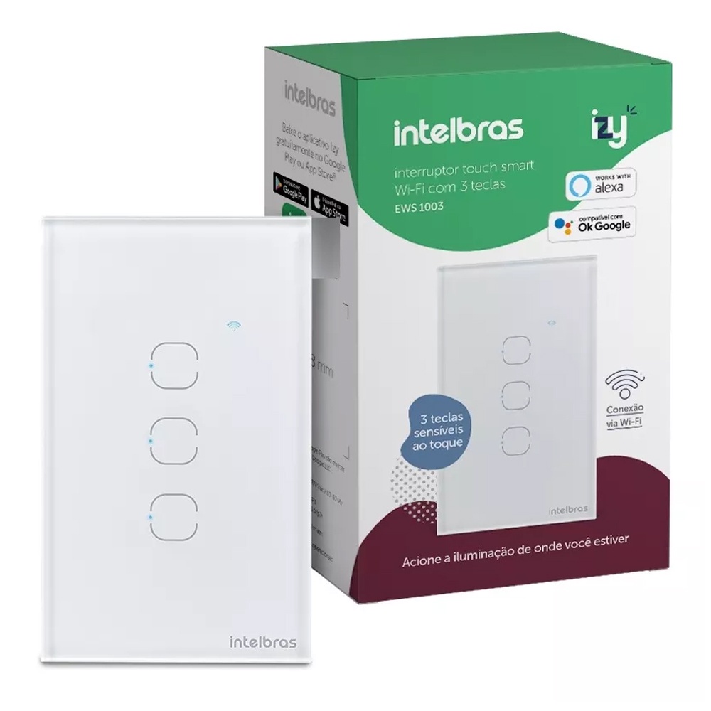 Interruptor Smart Inteligente Touch Wi-fi 3 Teclas Ews 1003 Intelbras em Oferta na Shopee