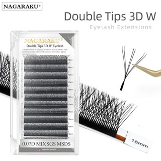 NAGARAKU Pestanas Duplas Pontas 3D W Forma Extensões De Blister Premade Fans