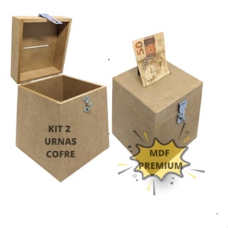 2 Caixa Urna Cofre Sugestões Fecho Cadeado Mdf Sorteio Kit em Oferta na Shopee