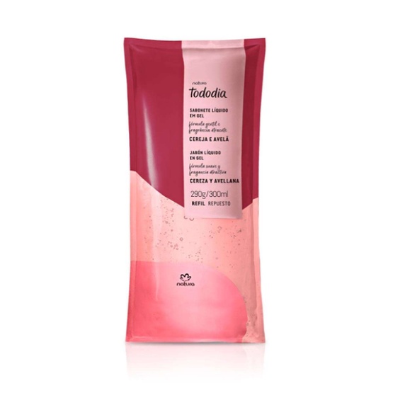 Refil Sabonete Líquido em Gel Tododia Cereja e Avelã - 290 g/300 ml em Oferta na Shopee