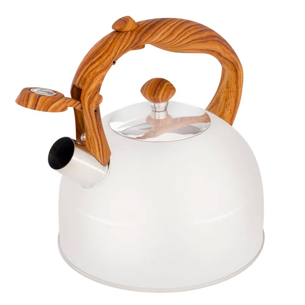 Chaleira Wood Bege Aço Inoxidável 2,5L Com Apito Alça Baquelite Madeira 7716 - Mor em Oferta na Shopee