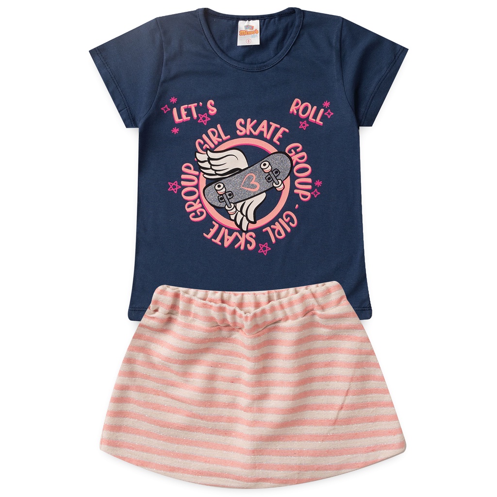 Conjunto Infantil feminino camisa e shorts saia roupas de menina infantil feminino barato