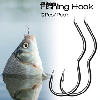 MITOM 12Pcs/Pack Anzol De Pesca , Barbado Antiderrapante Automático , Acessórios Carpa De Aço Com Alto Carbono