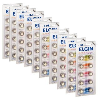 100 Pilhas Baterias LR44 Elgin A76 Ag13 Alcalina 10 Cartelas