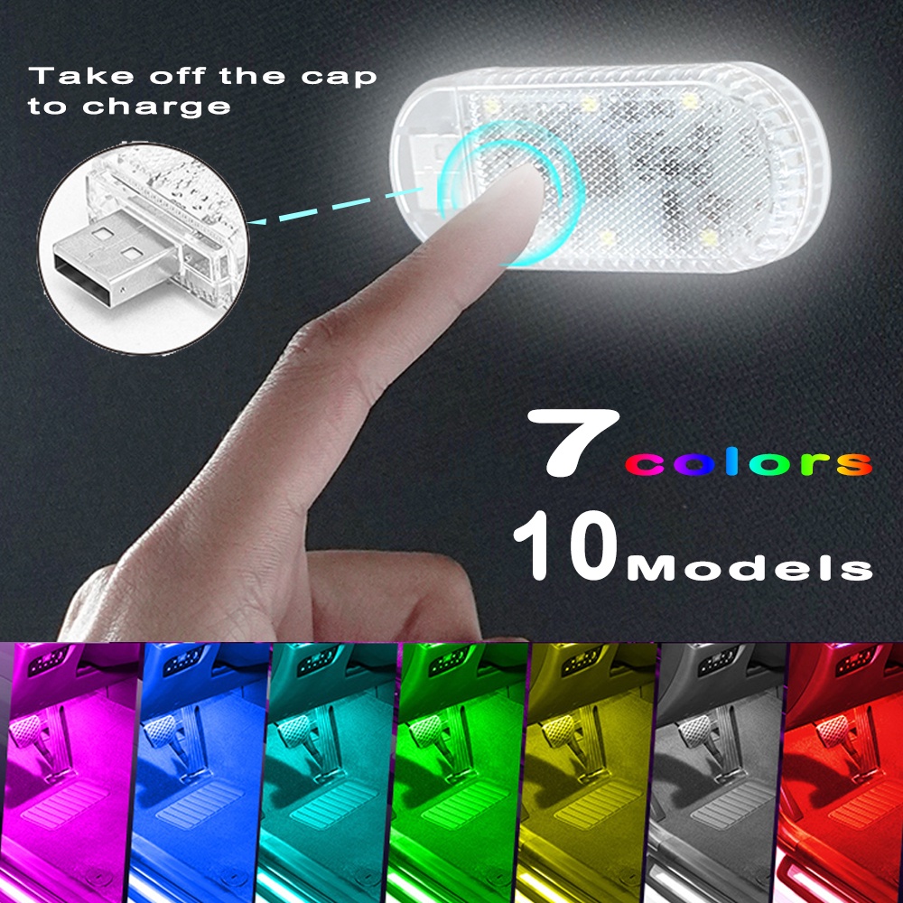 2023 Nova Luz De Toque Para Carro Upgrated 10 Lighting Modelo USB Lâmpada LED Recarregável Mini De Teto Com Pé Automático em Oferta na Shopee