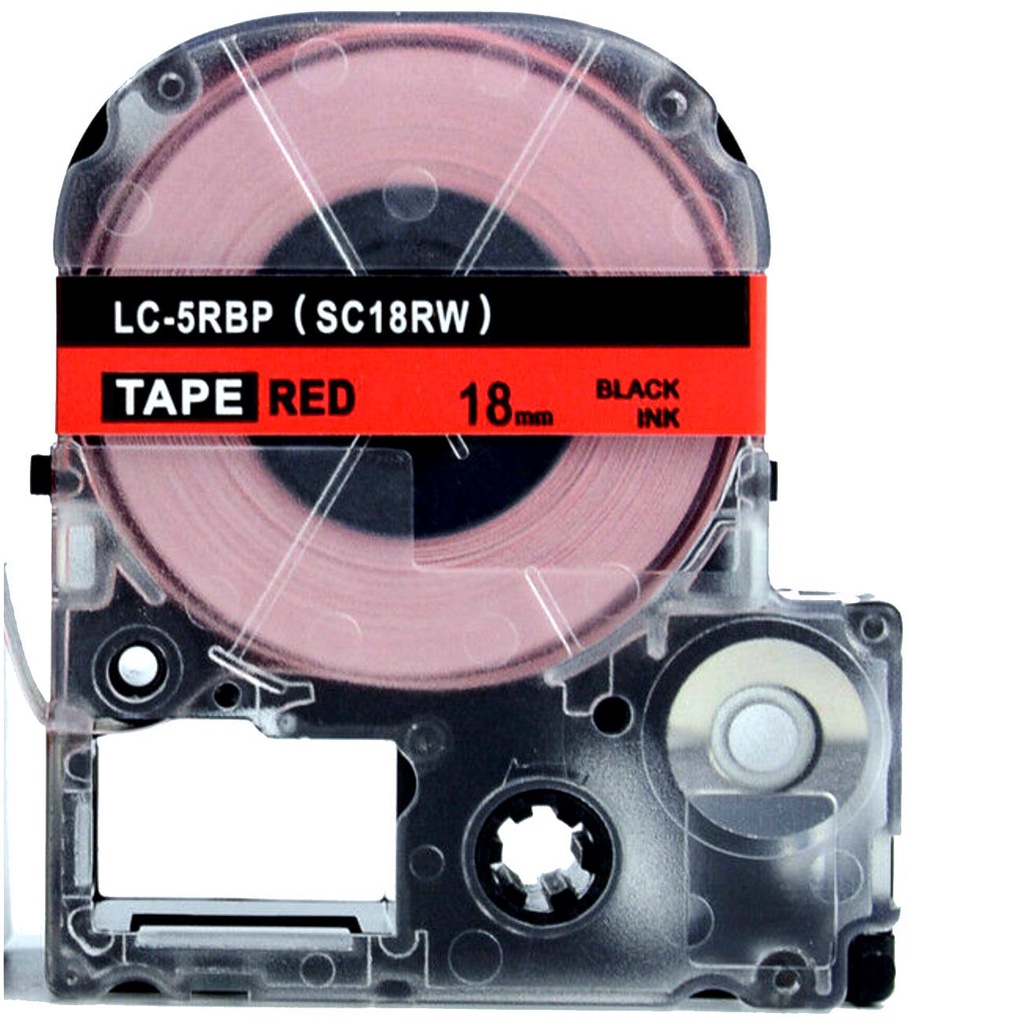Fita LC-5RBP Compatível Para Rotulador EPSON 18mm Vermelha