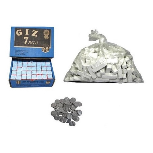 Kit 1 Kg Giz Branco +144 Azul + 100 Ficha Fa Mesa Bar Sinuca
