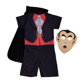 Fantasia Infantil Estampada Vampiro Com Máscara de EVA