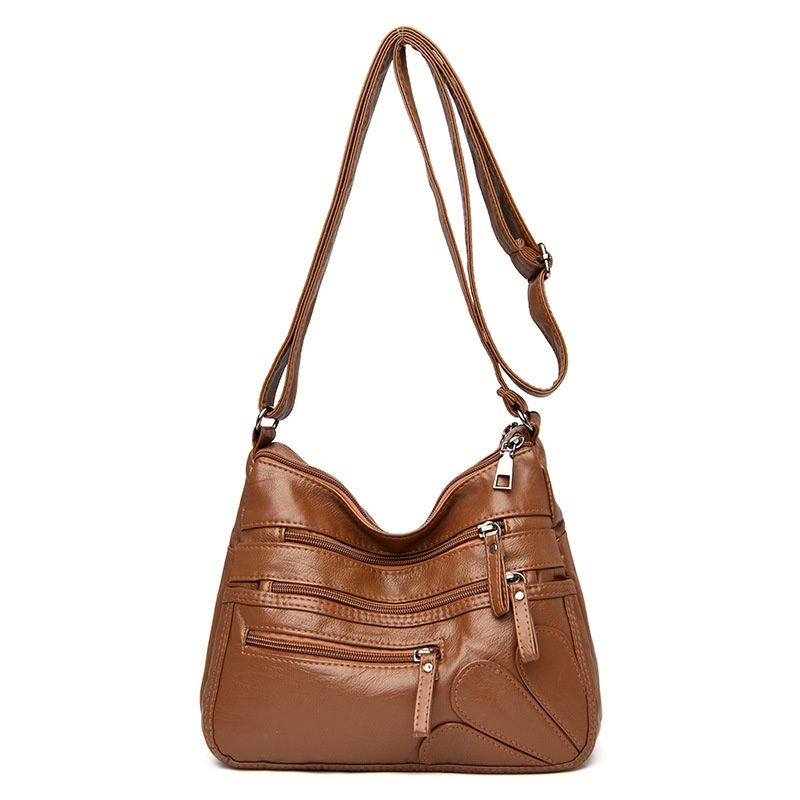 Crazy Bag Nova Bolsa De Couro Lavado Feminina Versão Coreana Macio Meia-Idade Diagonal De Grande Capacidade