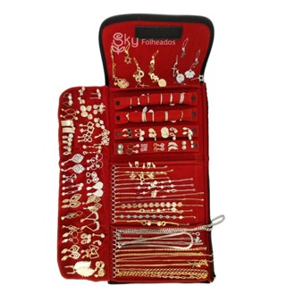 KIT SEMI JOIAS 30 PEÇAS FOLHEADOS A OURO 18K E PRATEADOS