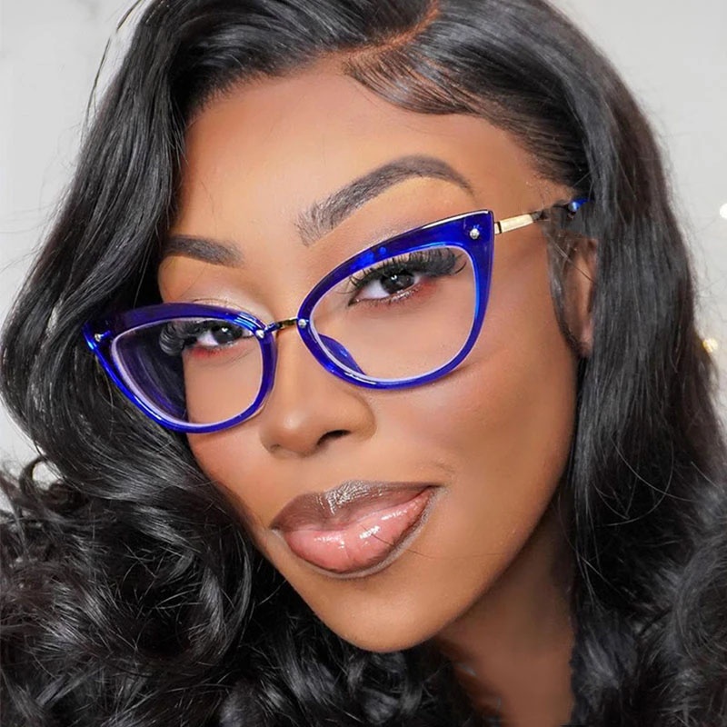 Moda Feminina Óculos Ópticos Sexy Olho De Gato Anti-Luz Azul Molduras Ópticas Transparentes Para Computador em Oferta na Shopee
