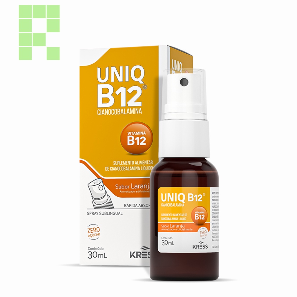 UNIQ B12 Spray de Vitamina B12 sabor Laranja Kress Uniq B12 melhor Vitamina B pura spray