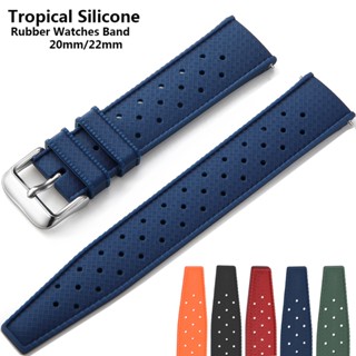 Nova Bracelete De Borracha Tropical Para Pulseira De Relógio De Liberação Rápida 20mm 22mm Silicone Tropic Strap Smart Watch