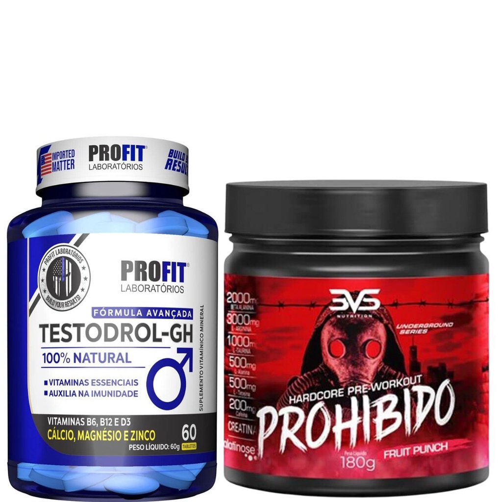 Testodrol 60 tab + Prohibido pre workout 180 gramas