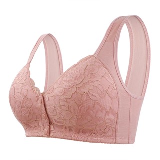 Sponge Cup Front Buckle Middle-Aged and Elderly Underwear Ladies Underwired Vest Style Lace Novo Estilo Mais Soutien Tamanho