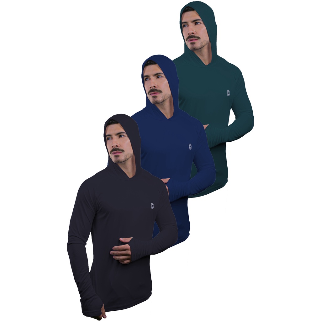 Camiseta Skube Com Capuz Proteção UV 50+ Dry Fit Segunda Pele Térmica Manga Longa Dedeira