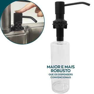 Porta Detergente Dosador Preto Fosco Inox 304 Embutir 500ml Porta Sabonete Embutido Bancada Cozinha em Oferta na Shopee