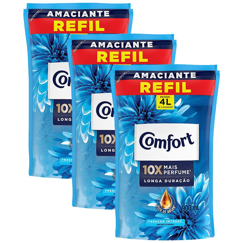 Kit 3 Refis Amaciantes Concentrados Comfort Frescor Intenso 900ml em Oferta na Shopee