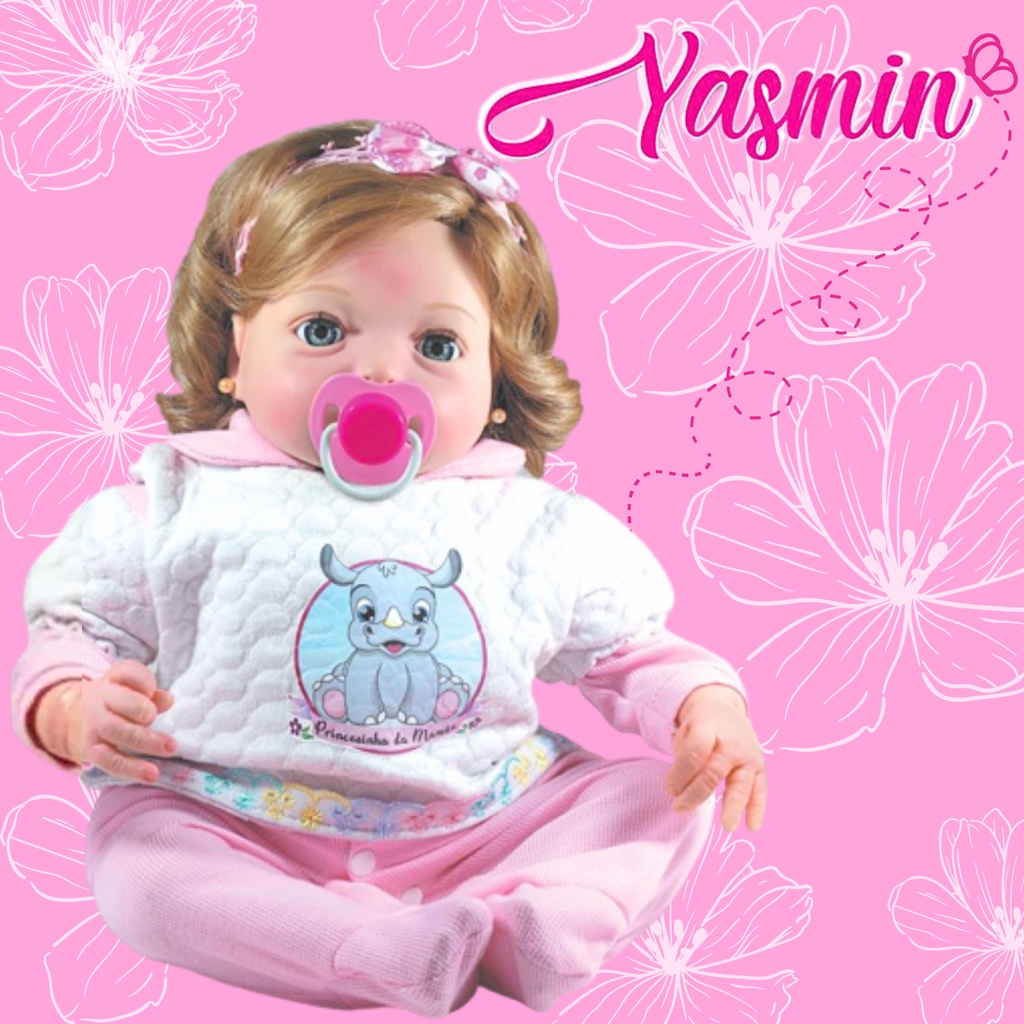Boneca Articulada Grande Bebê Reborn Vinil Realista Brinquedo Crianças Menina Yasmin Com Acessórios Rosa Pesadinha De Verdade Cabelo Chupeta Magnética Bonecas Aproximadamente 45cm Selo Inmetro Brinquedos Syd Nyl