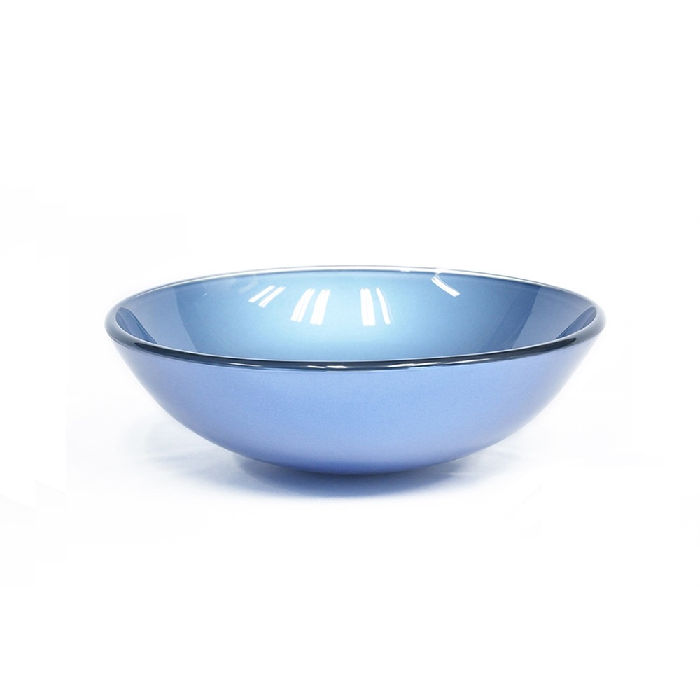 CUBA DE VIDRO REDONDA 31CM AZUL