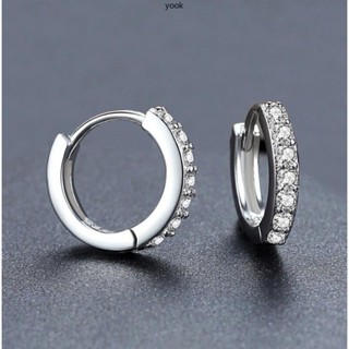 Moda s925 Prata Simples Brincos De Zircônio Com Piercing Em Círculo Pequeno