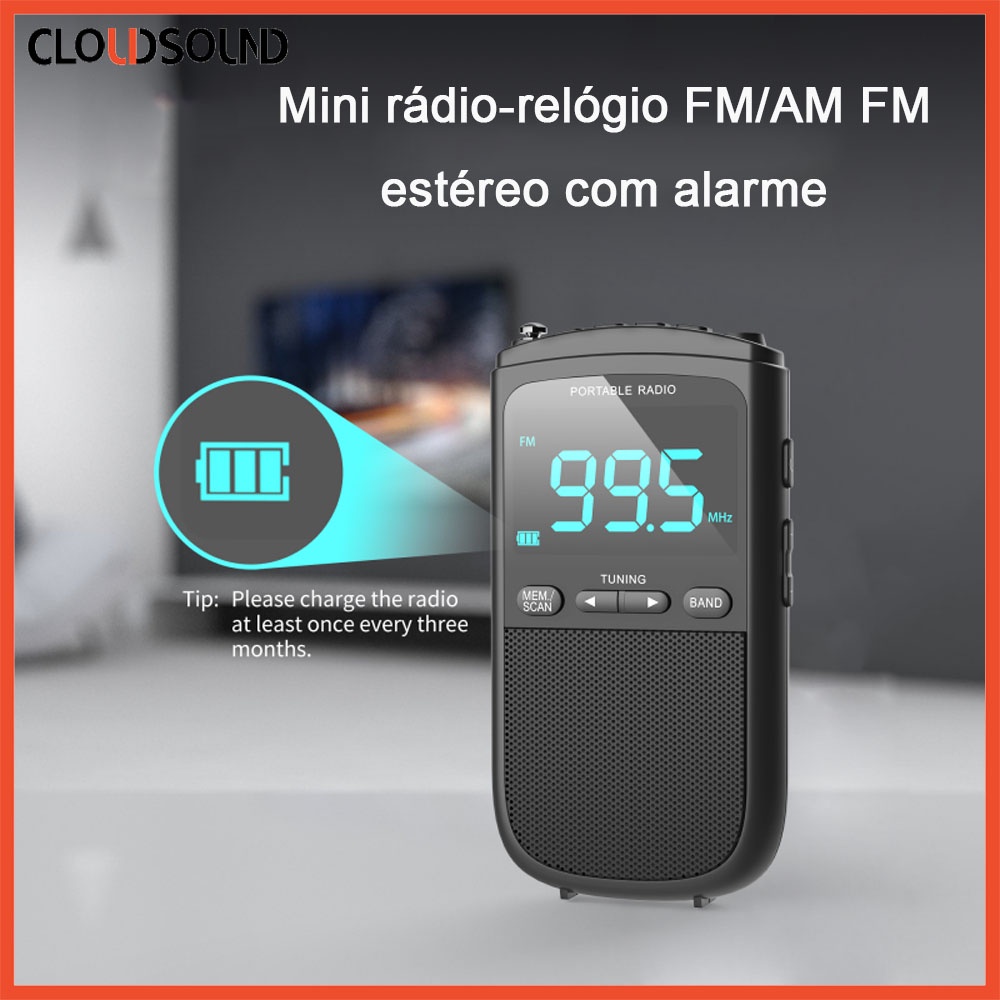 Rádio Portátil AM FM Estéreo Pessoal Recarregável Mini Para Fone De Ouvido Conector De Relógio De Bolso Transmissão De Tempo Ao Ar Livre