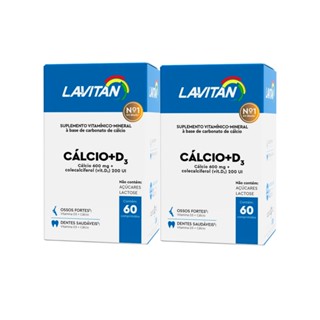 Vitamina D Lavitan 1000 Ui Cálcio 60 Comprimidos 2 Caixas