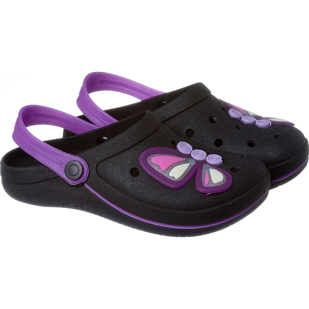 Chinelo Babuche Infantil Menina Preto Violeta Aplique Borboleta Colorida em Oferta na Shopee