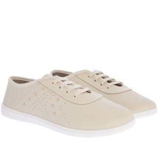 Tênis Moleca Casual Detalhe Rebites Elástico Off White