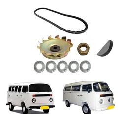 Correia + Polia + Porca + Calco + Chaveta Alternador Kombi
