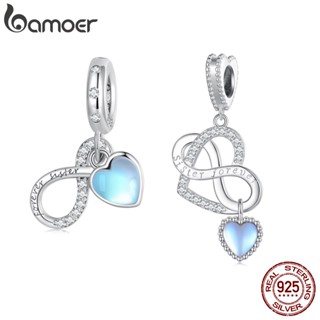 Bamoer 925 Silver Sister Bead Moon Pedra Da Lua Pingente De Moda Acessórios De Bricolage