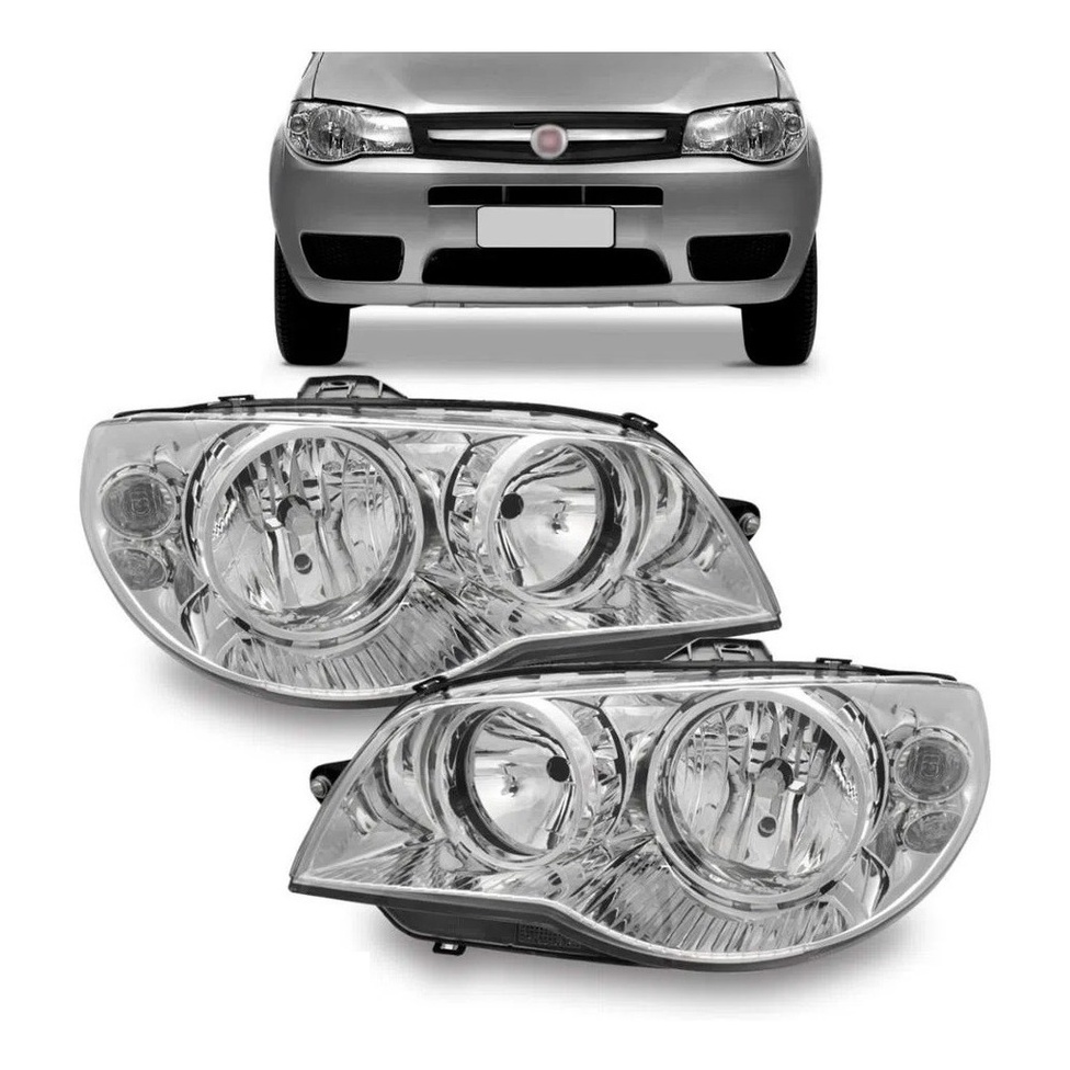 PAR FAROL PALIO 2004/ MASCARA CROMADA ARO CROMADO - Spare Parts and Accessories for Vehicles