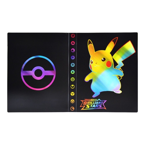 Álbum Pokémon Porta 240 Cartas Pikachu Rainbow Brilhant Star