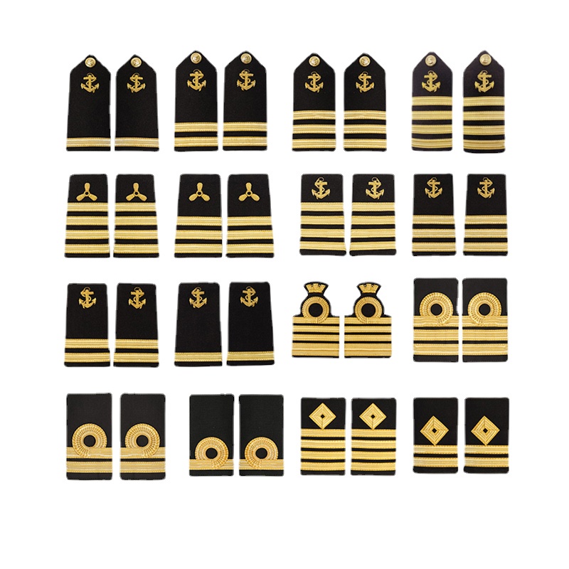 Dragona Marinha Comercial IMPA , Dragonas Trançadas De Ouro De 1-4 Barras , Uniforme Do Capitão Oficial , Acessórios De