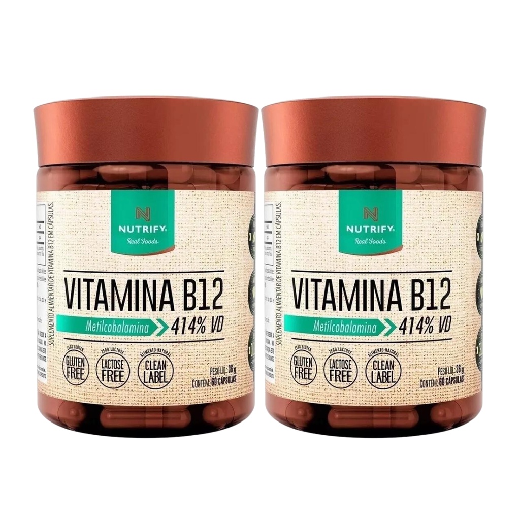 2x Vitamina B12 Vegana Nutrify 60 Cáps Metilcobalamina 414% Vd