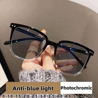 Óculos Fotocrômicos De Luxo Miopia Mulher Homens Ultralight Vintage Square Menos Acabados Com Prescrição Eyewear Diopters