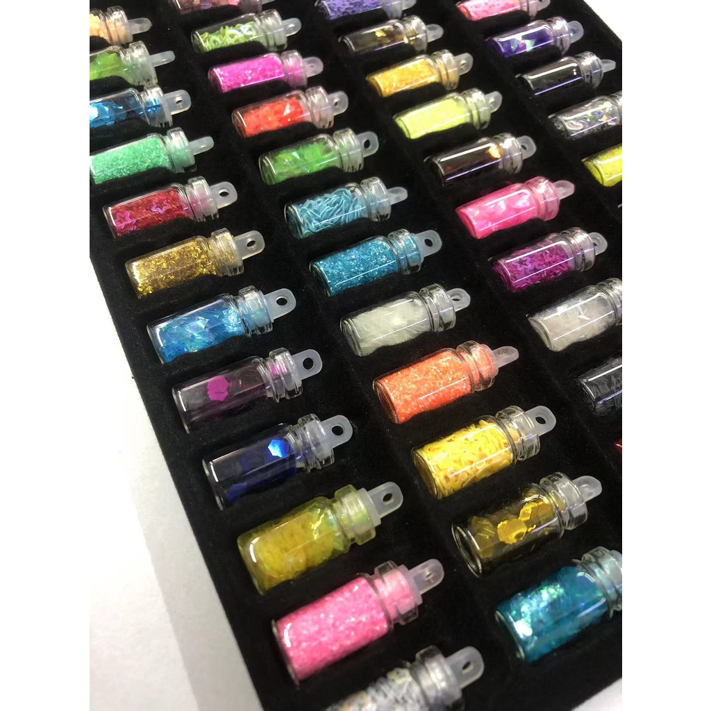 Detalhes do Conjunto 48 Cores Flash Lantejoula Pó Decoração Diamantes Epóxi Mold Makeing Jóias Ferramenta De Molde De Silicone Diy Jóias Resina