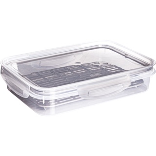 Pote Retangular Hermético C/ Escorredor Trava Laterais 1,1L em Oferta na Shopee