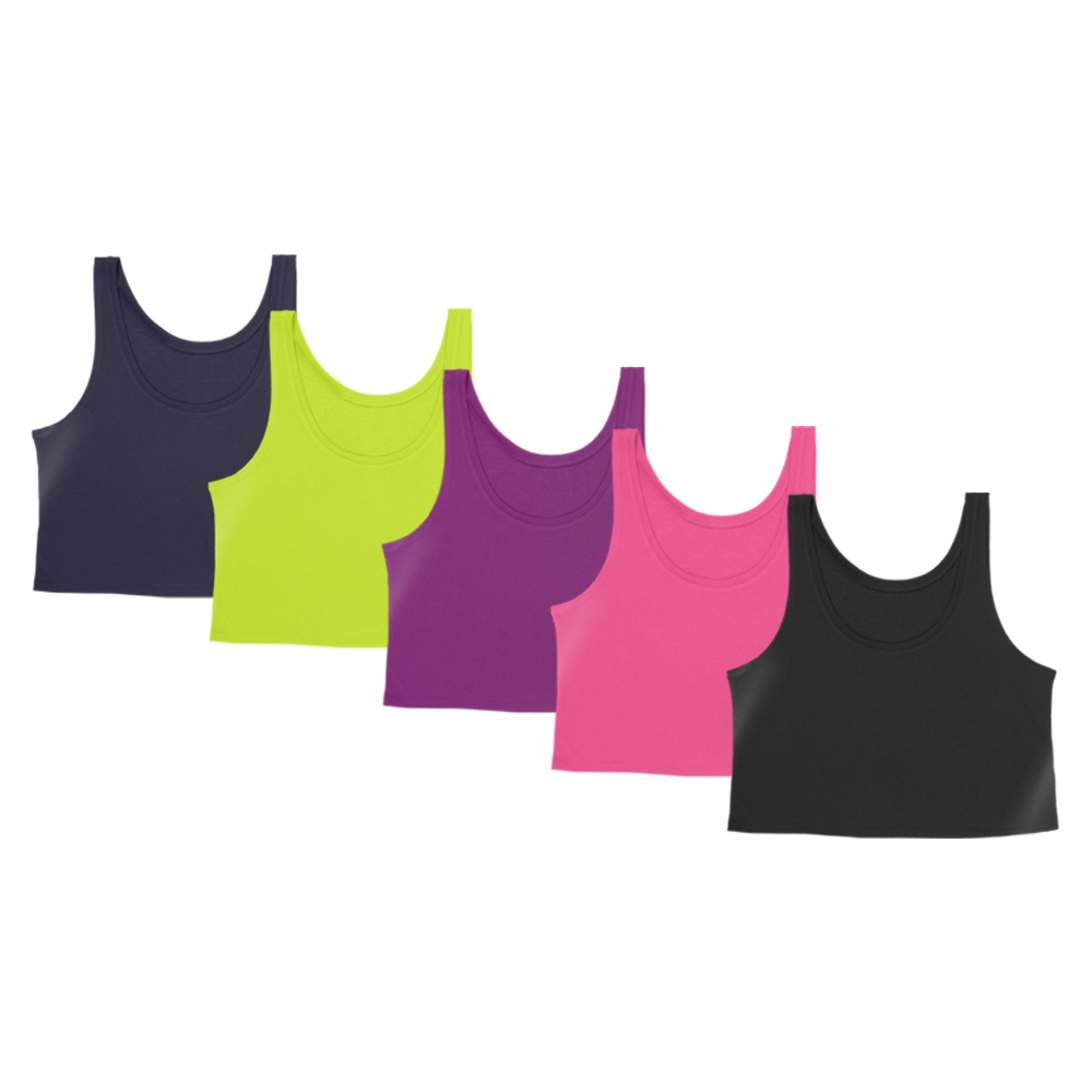 Kit 5 Cropped Regata Cavado Good Look Dry Fit Proteção Solar UV Feminino Fitness Academia Treino Blusinha Confortável